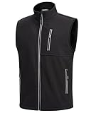WULFUL Men's Windproof Lightweight Golf Vest Outerwear with Pockets, Softshell Sleeveless Jacket for Travel Hiking Running