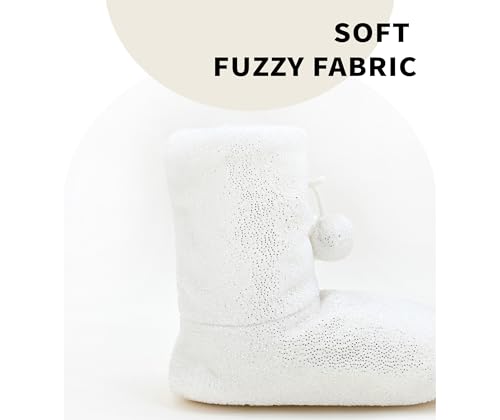 Image of Keyela Womens Slipper Socks With Soles, Fluffy Cozy Soft Non-Skid Bottom Slippers Booties For Ladies, Fuzzy Winter House Slippers