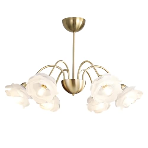 Lustre floral en verre opalin blanc vintage pour îlot de cuisine