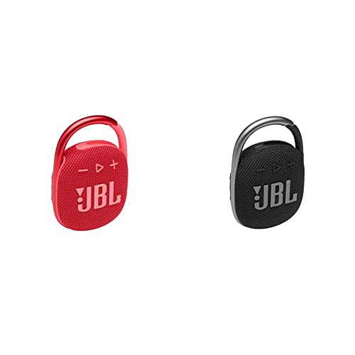 JBL Clip 4 - Portable Mini Bluetooth Speaker - (Red) & Clip 4: Portable Speaker with Bluetooth, Built-in Battery, Waterproof and Dustproof Feature - Black (JBLCLIP4BLKAM)