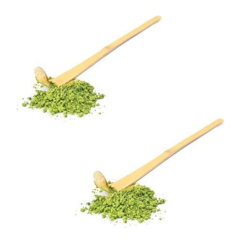 2Pcs Brown Bamboo Matcha Scoop Japanese Chashaku Hooked Green Tea Spoon for Tea Ceremony, Tea Scoops, Coffee, Tea and Espresso (18cm)