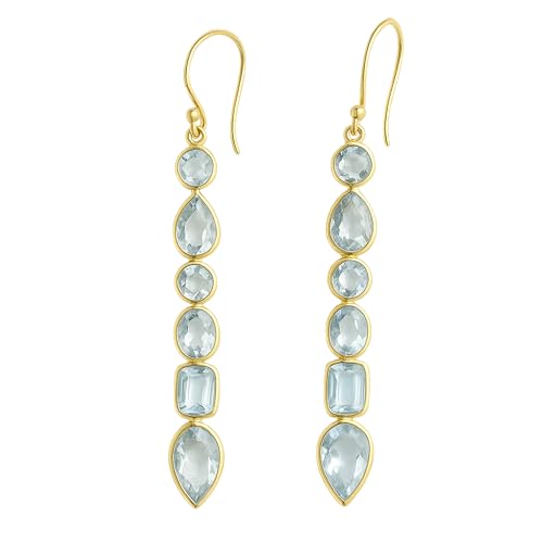Boucles d'oreilles topaze bleue hypoallergéniques en argent 925 plaqué or