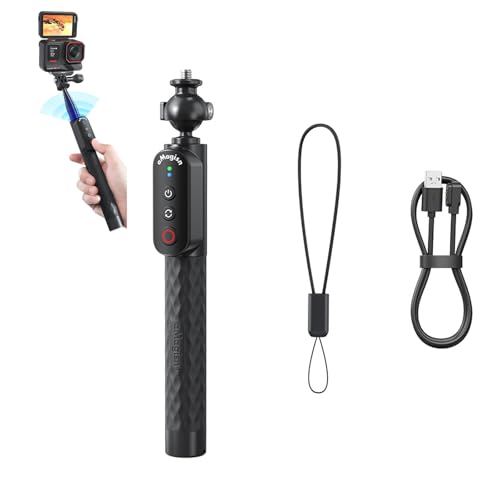Palo selfie con control remoto para cámara Insta360/Gopro Stick, Bluetooth, ligero, impermeable, tres puntas/tornillo de -1/4/cabeza de bola de 1/4/cabeza de bola de tres puntas (cabeza de bola de