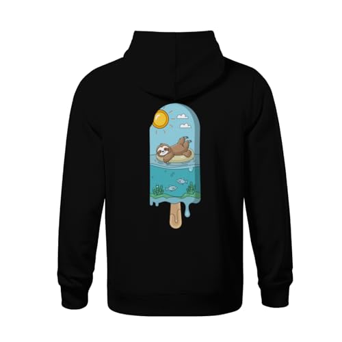 Kids Vintage Funny Sloth In Melting Popsicle Beach Vacation Boys Girls Lightweight Kangaroo Pocket Fleece Hoodies3