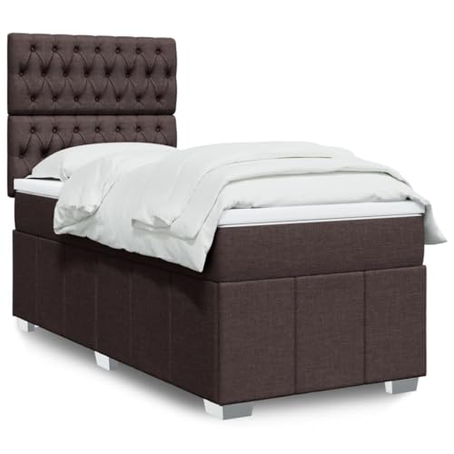 Brokky Cama Box Spring con colchón somier Mueble Cama Estructura Cama Bed Frame Cama con colchon Tela marrón Oscuro 80x200 cm - 3293805