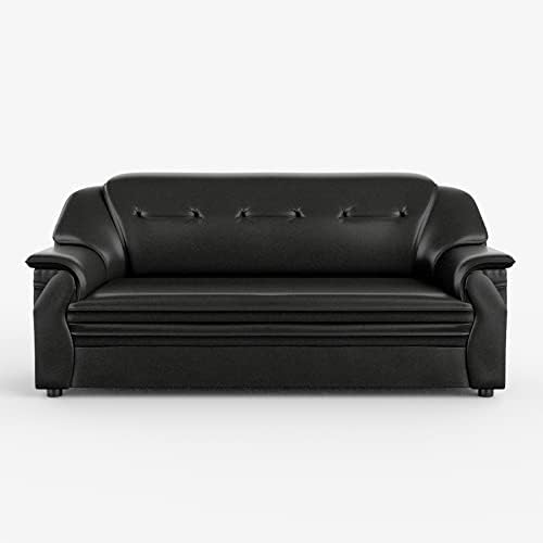 Sekar Lifestyle Polyurethane Series Leatherette Sofa Set For Living Room (Black, 3-Person Sofa)