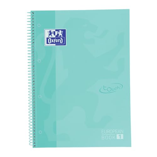 Oxford A4 European Book 1, kariert, 160 Seiten mit farbigen Rändern, Touch Hardcover, mit Whiteboard, pastell mint