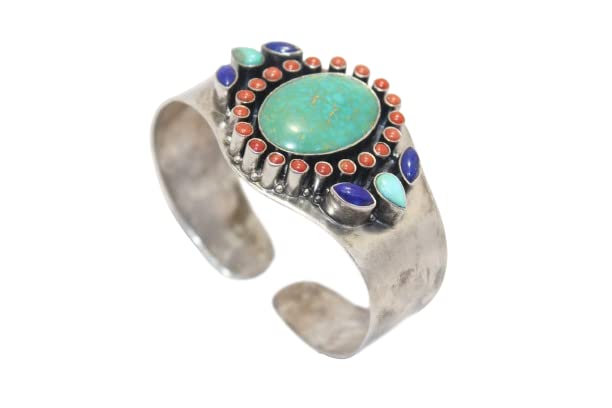 Rajasthan Gems Bangle Cuff Bracelet Sterling Silver 925 Turquoise & Orange Stone Lapis Lazuli Stone C461 (B0BXLSLM5V) Amazon Price History, Amazon Price Tracker