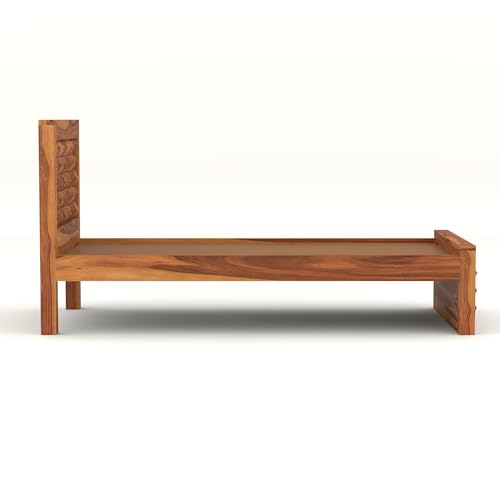 Image of Solid Sheesham Wooden Bed 6X4 Bed Single Bed Without Storage for Bedroom - Single Cot Wooden BedSingle Size for Living Room Guest Room - 12 Month Warranty (David Honey)