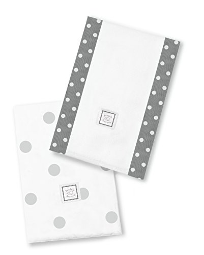 SwaddleDesigns Baby Burpies, Set of 2 Cotton Burp Cloths, Sterling Big Dots