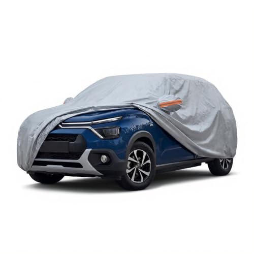 Image of myTVS 100% Waterproof Car Body Cover for Citroen eC3 - Custom-Fit, Double-Layer, UV & Dust Proof, Mirror Pockets & Elastic Clip Lock (CSK 3A)