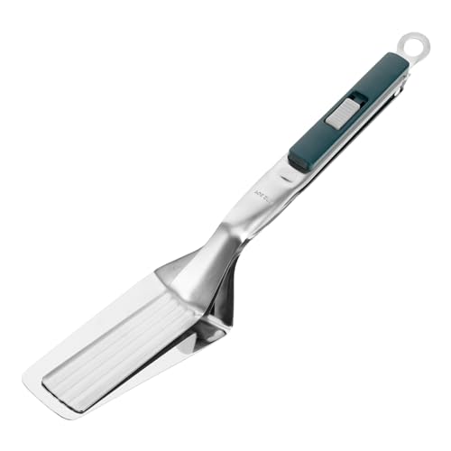 MUCKLILY Espátula para freír multifuncional de cocina. pinzas de espátula de filete multipropósito frito inclinado y acero inoxidable espátula de metal espátula de pescado abdominales Green
