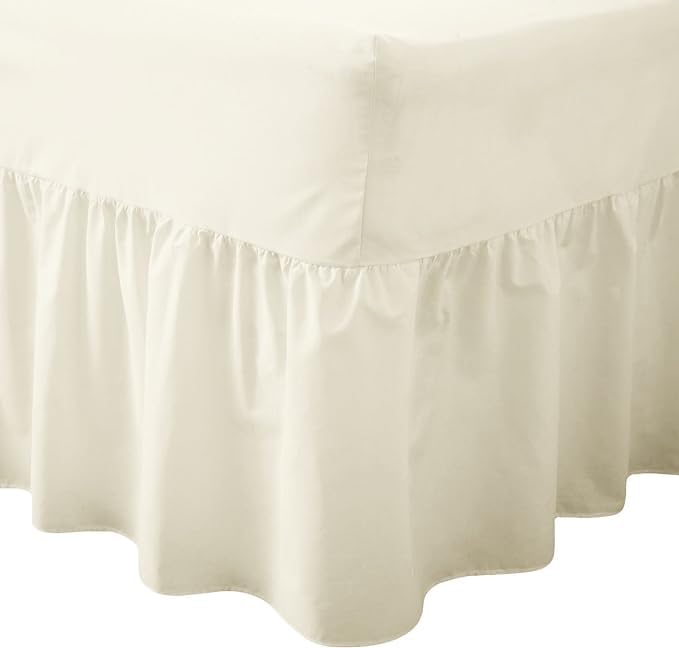 Percale Extra Deep Fitted Valance Sheet Plain Dyed Pollycotton Valance Fitted Sheet (Cream, Super King) — image 1