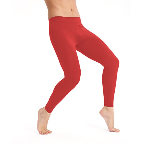 Wragcfm Men's Compression Pants Cool Dry Athletic Workout Leggings Running Active Sports Tights Base Layer(Red, S) #TOP2