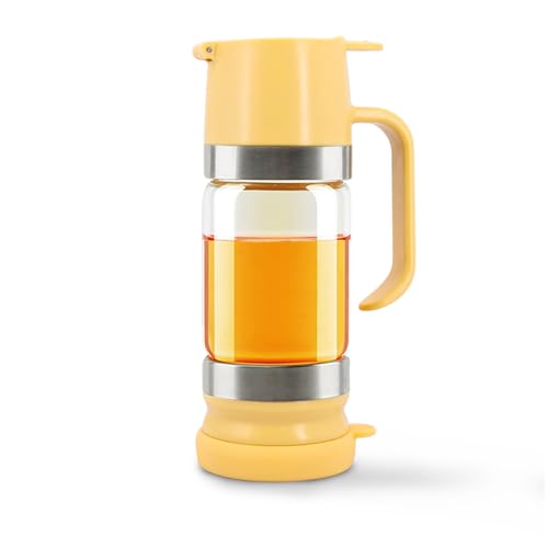 Neodaco Glass Honey Dispenser No-drip with Handle – 9 oz Maple Syrup Container Honey Jar for Coffee, Pancakes & Waffles