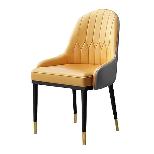 Chaise de salle à manger moderne avec coussin en simili cuir et pieds en métal noir robuste