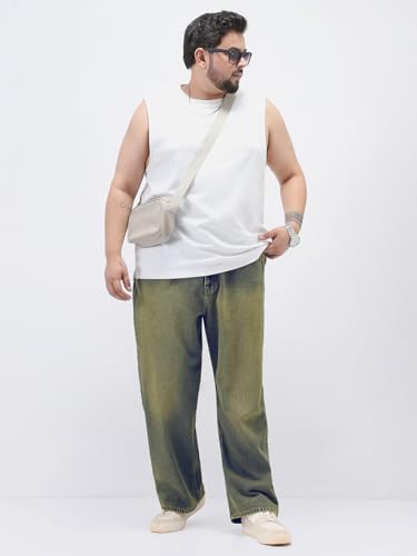 Image of Urbano Plus Men's Loose Baggy Fit Heavy Washed Jeans Non-Stretchable