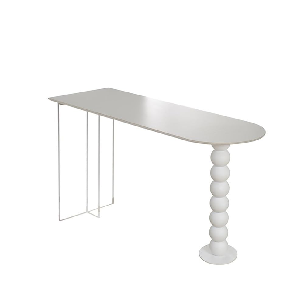 Table de Bar Table de Bar rectangulaire en Ardoise Blanche avec Cadre métal Acrylique, Table Haute for Cuisine, Salle à Manger, Salon(120 * 50 * 105cm)
