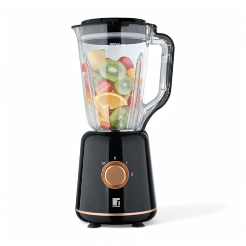 BERGNER Copper - Batidora De Vaso Gran Capacidad – 2 Velocidades Con Función Pulso- Potencia de 800 W – Jarra de Cristal de 1.8 Litros - Cuchillas Resistentes De Acero Inoxidable