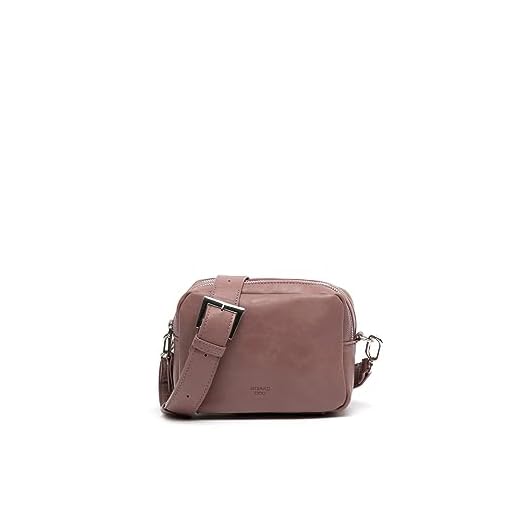 MISAKO Land bolso bandolera pequeño con doble cremallera - Bolso casual de moda para mujer - Cómodo y resistente Land Rosa 14 X 18 X 8 cm
