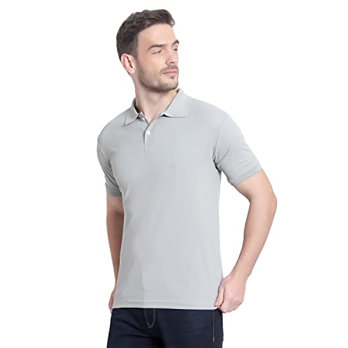 Image of Men's Poly Cotton-Matty Tshirt with Regular Fit Solid Pattern Half Sleeve Standard Length and Button Down Closure|Men's T-Shirts