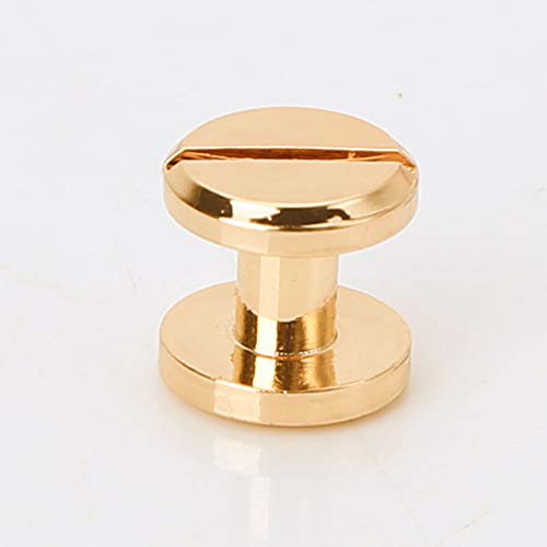Yizyif 10Pcs Chicago Screws Metal Round Flat Head Rivets Posts Button Studs For Diy Craft Leather Bookbinding Decoration Gold 10 * 4Mm #TOP2