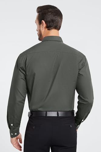 Image of HISDERN Mens Dress Shirt with Tie Pocket Square Set Classic Button Down Shirt Matching Tie Long Sleeve Shirts