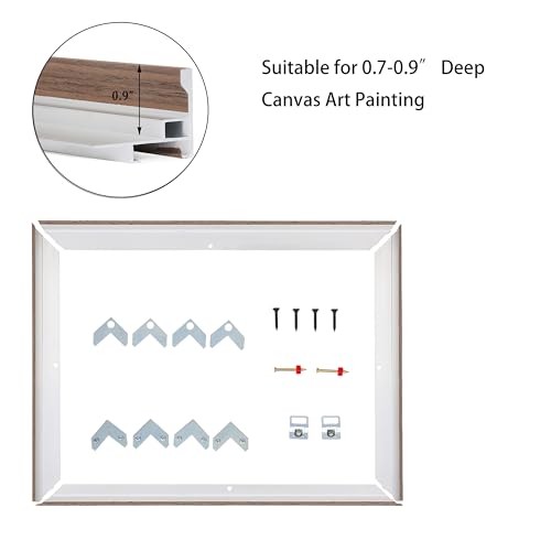 Image of Canvas Frame 36x36, DIY Metal Floating Frames, Canvas Floater Frame for 0.6 inch-0.9 inch Deep Print Painting (Walnut,36 inchx36 inch)