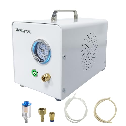 WEST TUNE Lab Diaphragm Vacuum Pump, Portable Oilless Vacuum Filtration Pump for Laboratory Work with 2 Types...