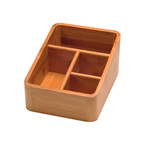 Caja de Almacenamiento Cuatro Compartimentos Bambú para Escritorio