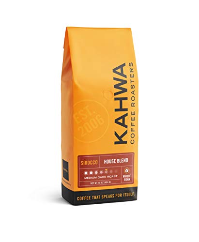 kahwa coffee - Kahwa Coffee Sirocco Medium Dark Roast House Blend, Whole Bean Coffee, 1 lb Bag