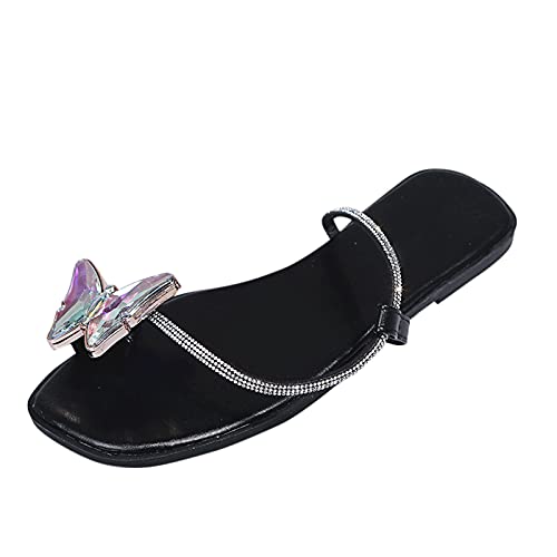 Pantoufles à strass et sandales en cristal pour femme, Noir , 37 EU Cover