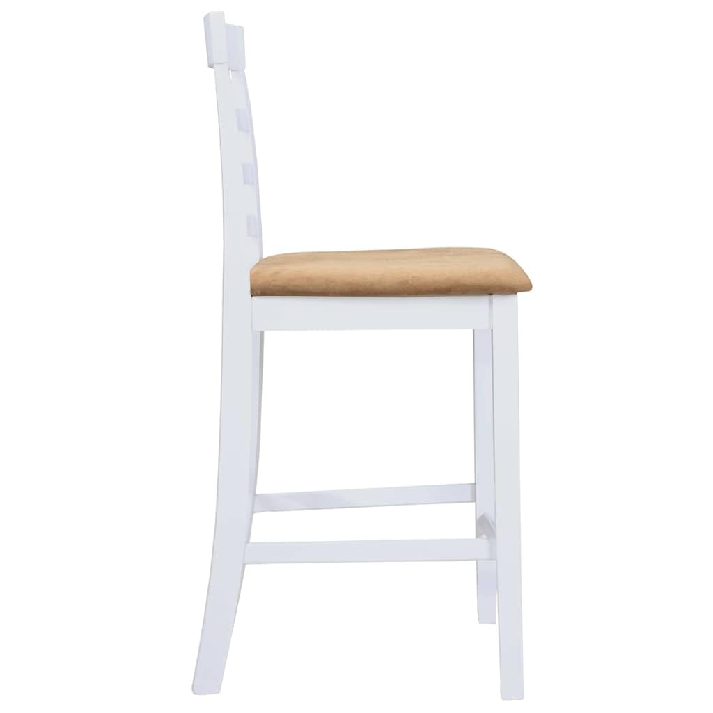 Table mange-debout blanche avec placage en bois véritable et 4 tabourets de bar en bois d'hévéa, 110 x 60 x 90,8 cm, hauteur d'assise 62 cm, salon à manger pour salle à manger, terrasse, balcon