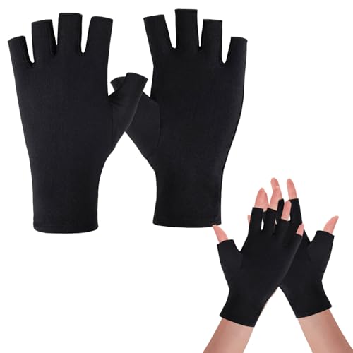 CYMYGS 2 Paare Fahrradhandschuhe Damen, Fingerlose Handschuhe, Fingerlose Handschuhe, Fingerless Gloves, Uv-Schutzhandschuhe FüR ManiküRe, Sommer Accessoires,...