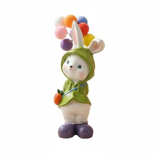 Figurine lapin mini ornement résine bleu avec carotte décorative - 2