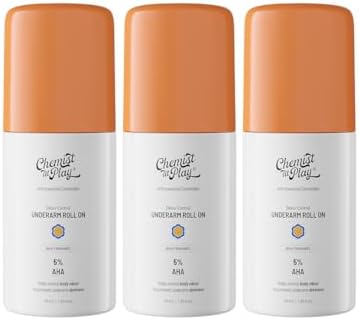 Chemist At Play UnderArm Roll On Deodorant with 5% AHA, Lactic Acid & 1% Mandelic Acid | Prevents Body Odour & Fades Pigmentation | 0% Aluminium & 0% Alcohol | Aqua Fragrance | 40ml - Pack of 3