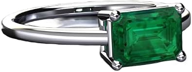 Certified Emerald Cut Emerald Ring Natural Panna Sterling Silver Ring Handmade Astrology Gemstone Gift Jewelry