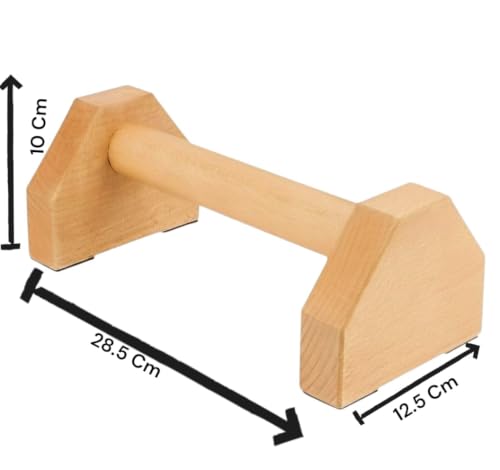 Image of Wooden Push Up Bars with Hand Grip Strengthener, Non-Slip Parallettes for Home Workout, Strength Training, Calisthenics.