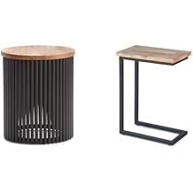 SIMPLIHOME Demy Industrial Metal and Mango Wood Accent Tables Bundle, Fully Assembled, for Living Room and Bedroom