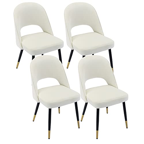 Chairus Juego 4 De Sillas De Comedor Terciopelo Sillas De Cocina Con Patas De Metal, Sillas De Hogar Modernas Para Restaurante Cafetería, Beige