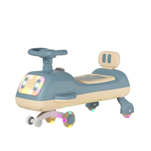 KLJUddGY Wiggle Car con Estilo, Coche Columpio Musical, Bicicleta de Equilibrio Ancho, Patinete for niños con Ruedas Intermitentes, Coche de Empuje for niños pequeños(BLU)