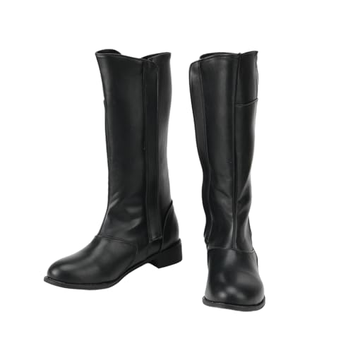 CIYASHEH Mens Tall Boots Medieval Renaissance Cosplay Boot Viking Renaissance Boot Halloween Shoes Black
