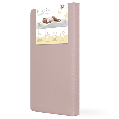 Image of Dream On Me Snuggles Extra Firm Dual-Sided Baby Crib Mattress with Breathable Fabric, Water & Odor Resistant, GREENGUARD Gold Certified, Fits Mini & Portable Cribs (38 inchx 24 inchx 3 inch) - Dusty Rose