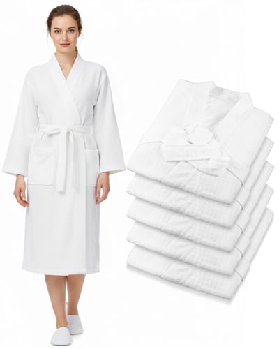 Image of Panitay Women's Waffle Knit Robes Thin Spa Bath Robe Bulk Hotel Lightweight Commercial Soft for House Shower Party