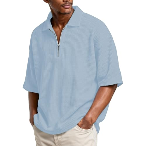 Camiseta Hombre, Ropa de Verano, Transpirables Trabajo Waffle Vestir Corta Manga Fincut Tecnico Deportivo Polo Verano, Antisudor Camisa Hombre Manga Corta, M