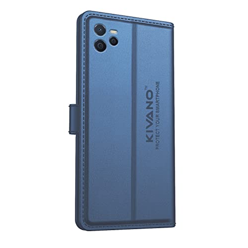Image of KIVANO Realme Narzo 50A Prime /Realme C35 Professional Series Wallet Case | Luxurious Design | Premium | PU Leather Flip Case Back Cover - Dark Blue