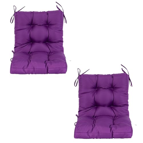 Image of QILLOWAY Outdoor Chair Cushion for Patio Furniture, Waterproof Patio Cushions Set of 2 with Ties, Fade Resistant Replacement Pads for Outdoor Rocking Chairs,Purple