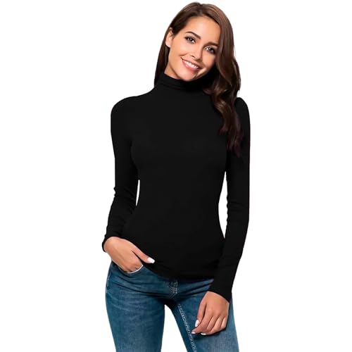 Muebles, Toy Genérico Blusa Termica Mujer, Manga Larga, Unitalla, Cuello Alto, Playera, Casual, Basica, Camiseta, Uso Diario (MX/US, Alfa, Talla única, Negro)