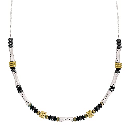 Silpada 'on the Horizon' Natural Agate & Hematite Necklace with Crystals in Sterling Silver & Brass