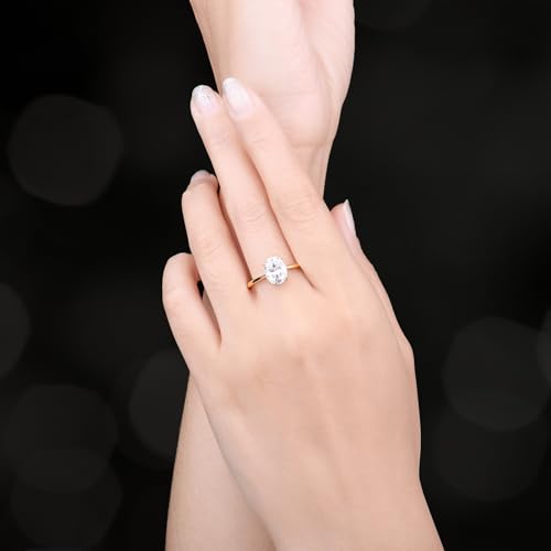 JewelryPalace Oval Cut 2ct Cubic Zirconia Engagement Rings for Women, 14K Yellow Gold Plated 925 Sterling Silver Promise Ring for Her, Simulated Diamond Anniversary Wedding Ring Jewelry Sets 6 by JewelryPalace - Image 5